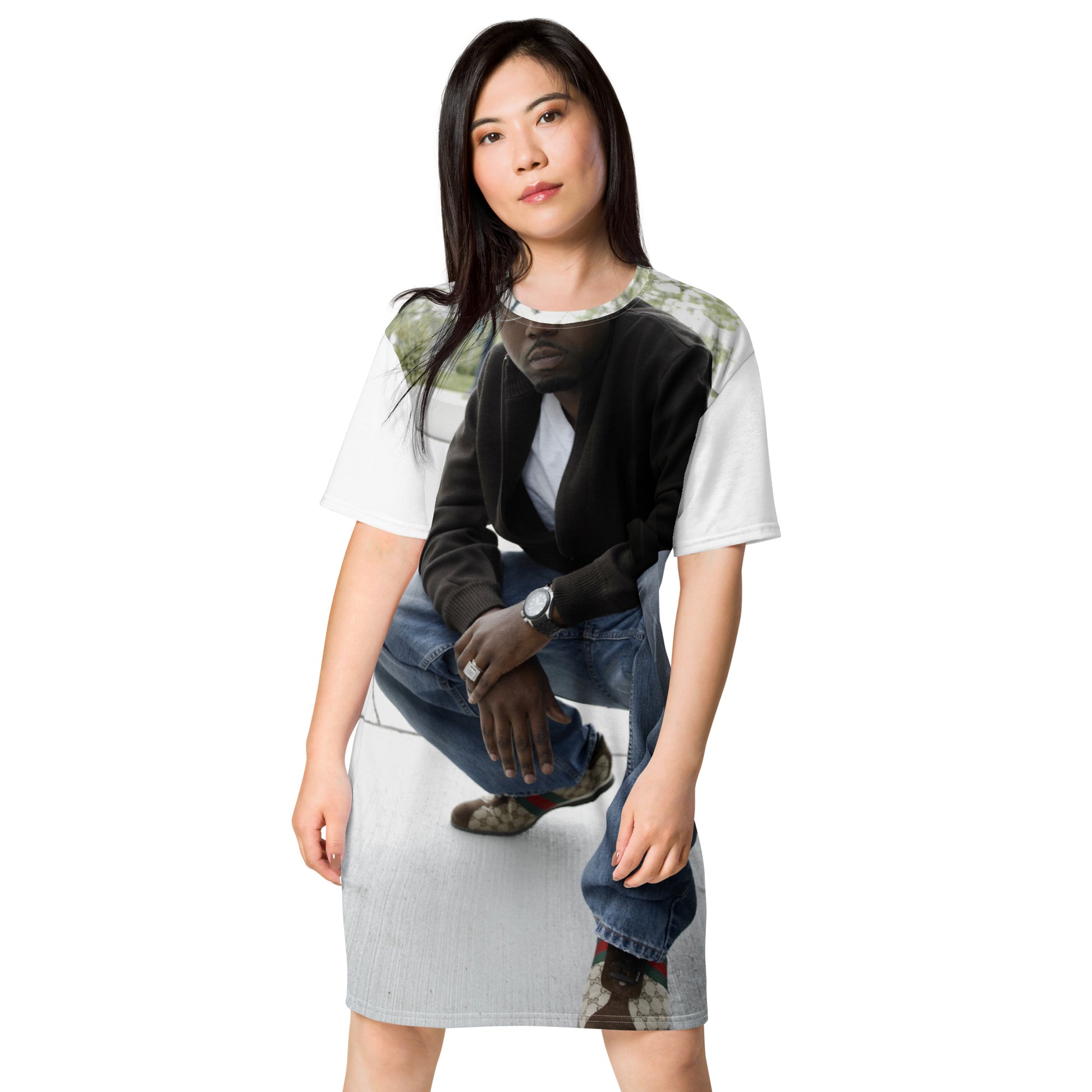 Early morning slide in X Gucci clash T-shirt dress Raheem Nixon Collection Early morning slide in X Gucci clash T-shirt dress Raheem Nixon Collection