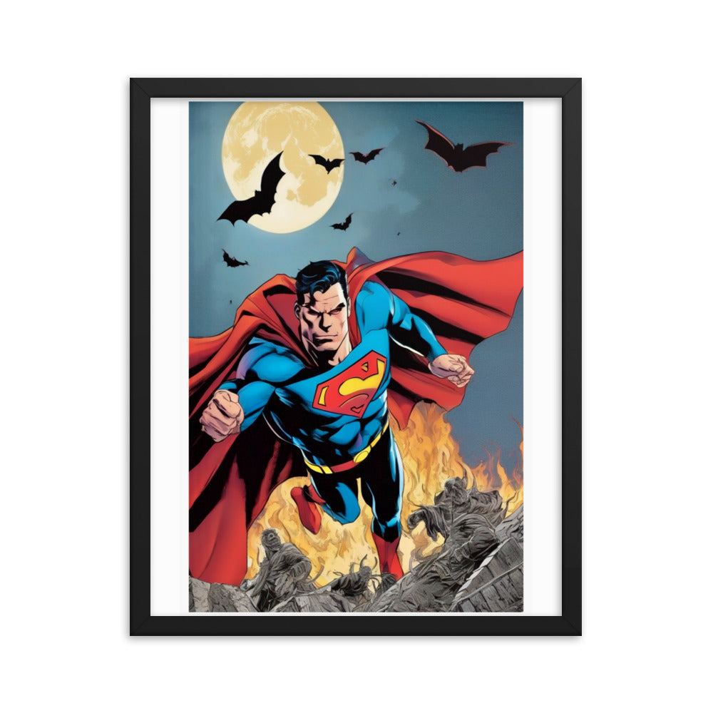 Superman Vs DR Dim Mak ,limited edition Framed matte paper poster