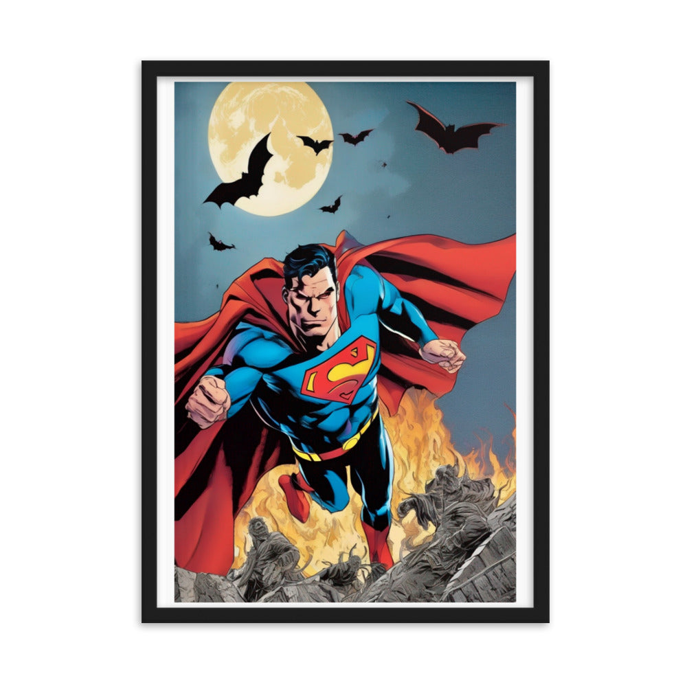 Superman Vs DR Dim Mak ,limited edition Framed matte paper poster