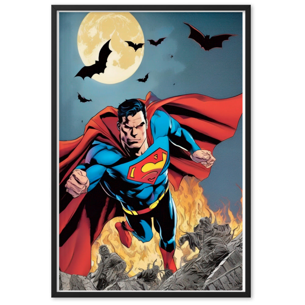 Superman Vs DR Dim Mak ,limited edition Framed matte paper poster